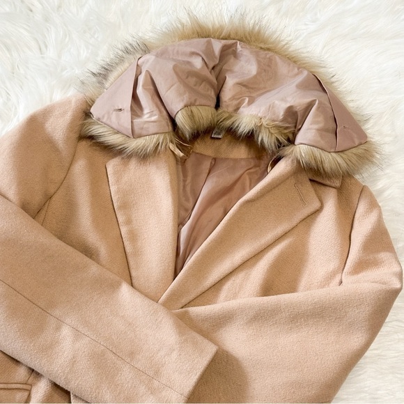 Topshop Camel Coat with Faux Fur Collar 12 - Picture 7 of 9